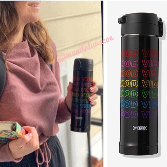 PINK Victoria's Secret Accessories - ❗️1 LEFT💕VS PINK BLACK RAINBOW LOGO THERMOS